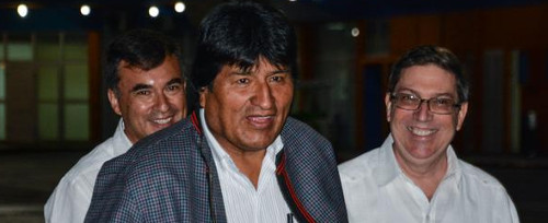 Bolivian President Evo Morales in an official visit to Cuba