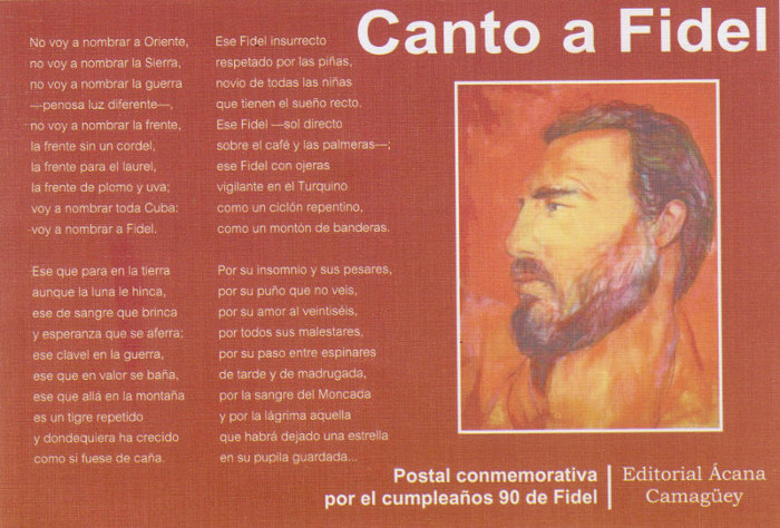 Ácana, Carilda y Fidel en postal de cumpleaños