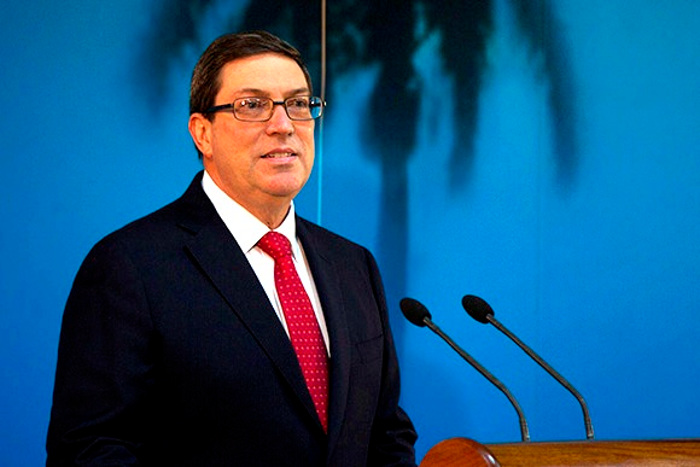 Bruno Rodríguez presenta informe sobre el bloqueo contra Cuba en la sede del Ministerio de Relaciones Exteriores. Foto: Ladyrene Pérez/ Cubadebate.