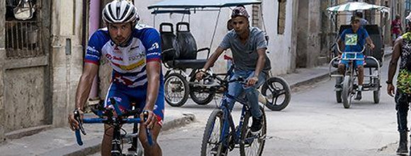 Austrian Cyclist in Tour Against the Blockade