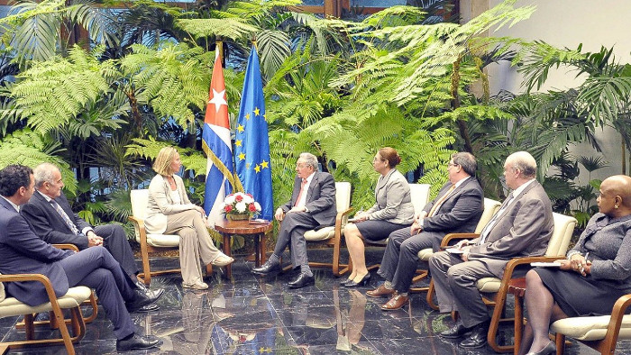 Recibió Raúl a la representante de la Unión Europea para Asuntos Ext y Política de Seguridad. Foto: Estudios Revolución