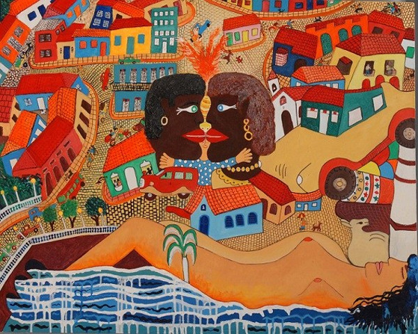 Arte naif de Isabel de las Mercedes. Foto: Tomada de radiocamaguey.wordpress.com Arte naif en Biblioteca Provincial
