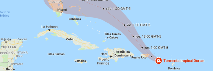 Aviso de ciclón tropical no. 7: Dorian se acerca a Puerto Rico