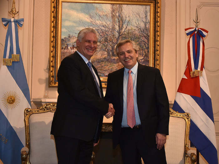 Foto: Bruno Rodríguez / Tuitter Presidente de Argentina recibie a su homólogo cubano (+Tuit)