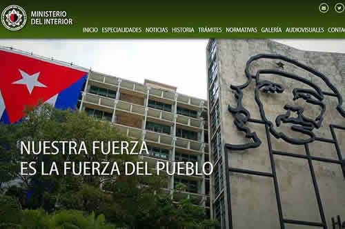 Visible sitio Web del Ministerio del Interior de Cuba