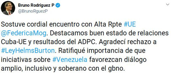 Imagen: Bruno Rodríguez/Twitter