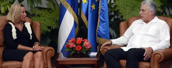 Presidente cubano recibe a Federica Mogherini