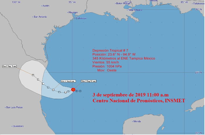 Imagen: Tomada de insmet.cu Nueva depresión tropical en el golfo de México
