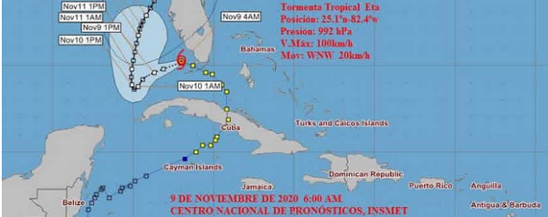 Lluvias asociadas con Eta se mantienen al norte de región central de Cuba