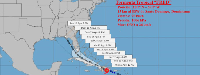 Depresión tropical Fred transita por costa norte de región oriental