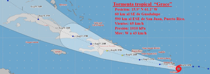 Tormenta tropical Grace se acerca a Puerto Rico