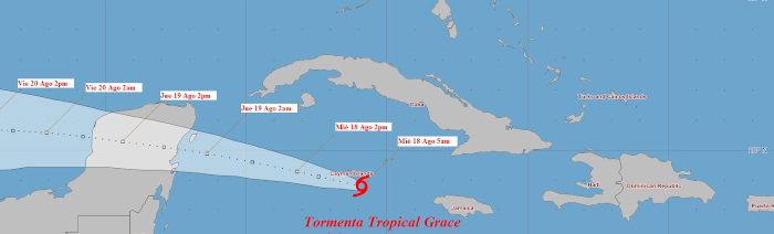 Nublados, chubascos y lluvias en las regiones central y occidental por tormenta tropical Grace