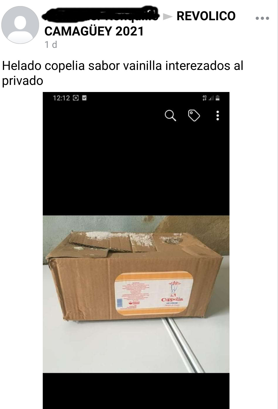 Incluso en meses en los que no entró ni una tina de helado a Coppelia, en páginas de redes sociales como Revolico permaneció en oferta este producto, tan simbólico como demandado para los camagüeyanos.