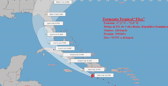 Imagen: Tomada de insmet.cu Elsa ahora es tormenta tropical, pero sigue el peligro