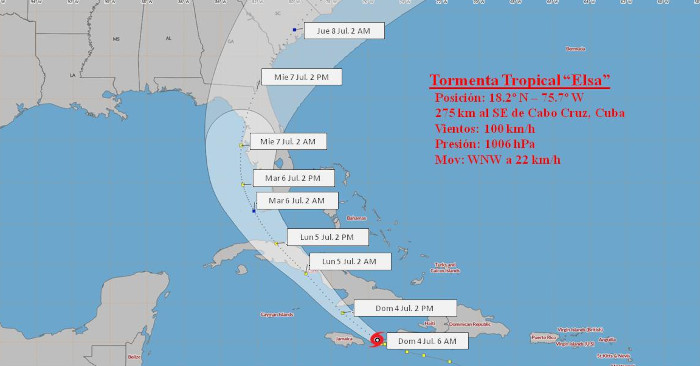 Poco cambio de la tormenta tropical Elsa en las últimas horas