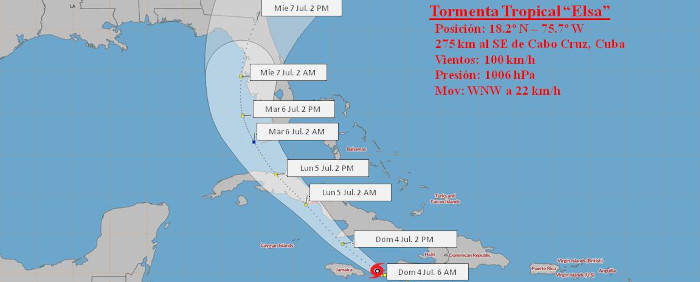 Poco cambio de la tormenta tropical Elsa en las últimas horas