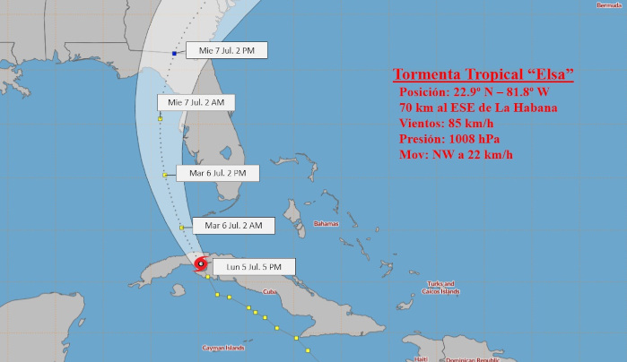 Elsa avanza por Mayabeque hasta salir cerca de los límites con La Habana