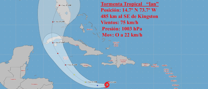 Más intensidad y organización en tormenta tropical Ian 