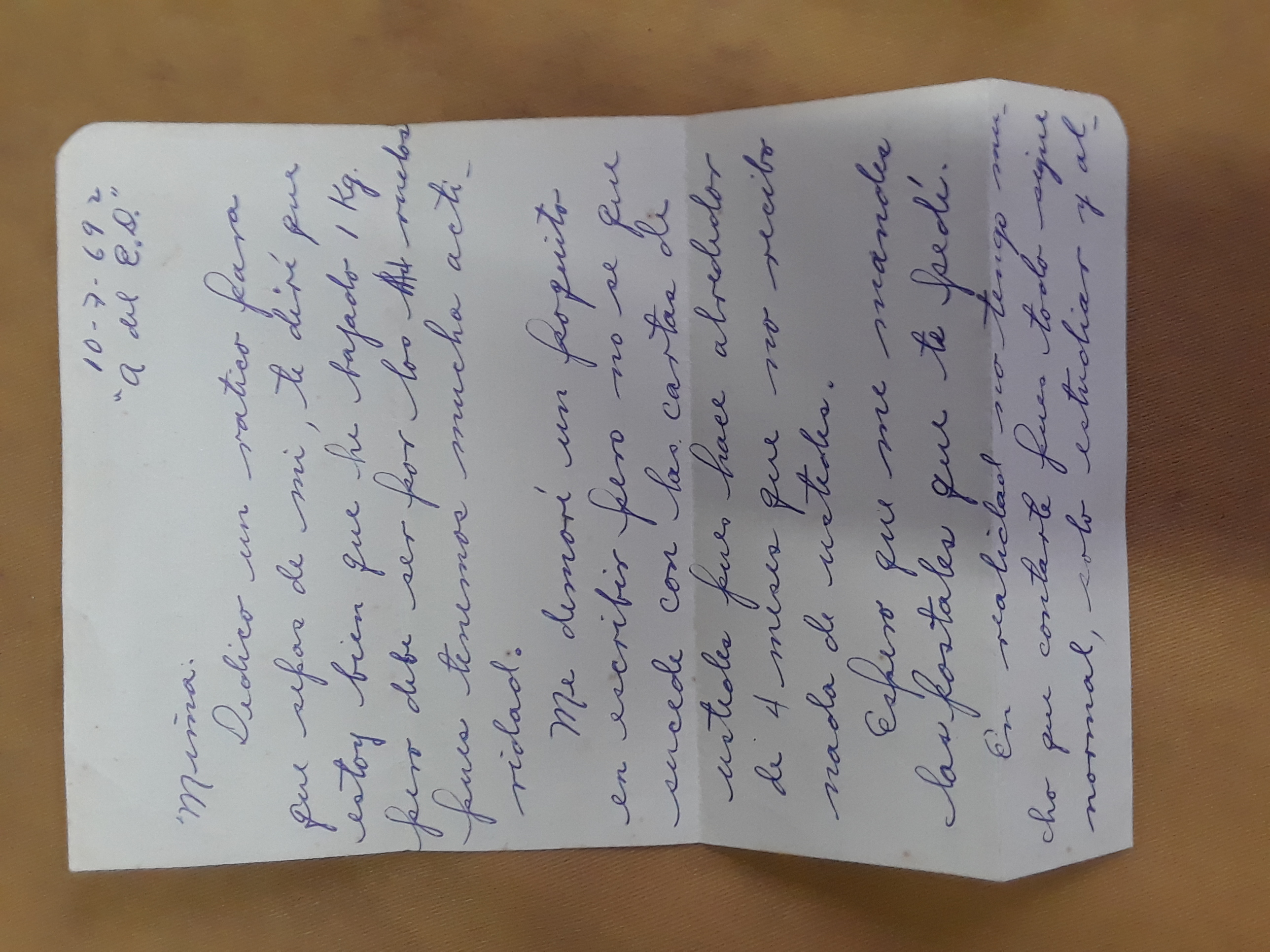 Carta a su madre. Fotocopia: Cortesía de la viuda