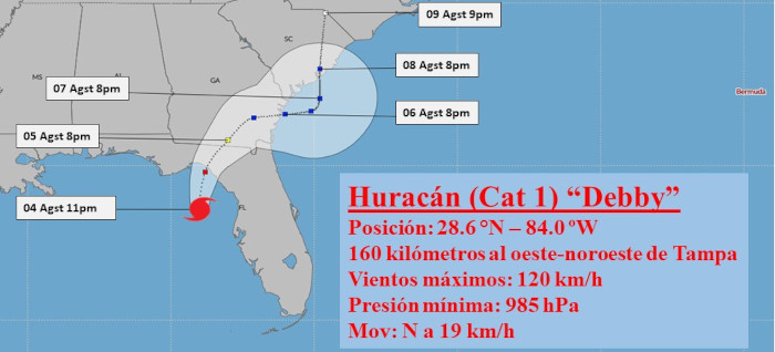 Debby se convierte en huracán en el golfo de México