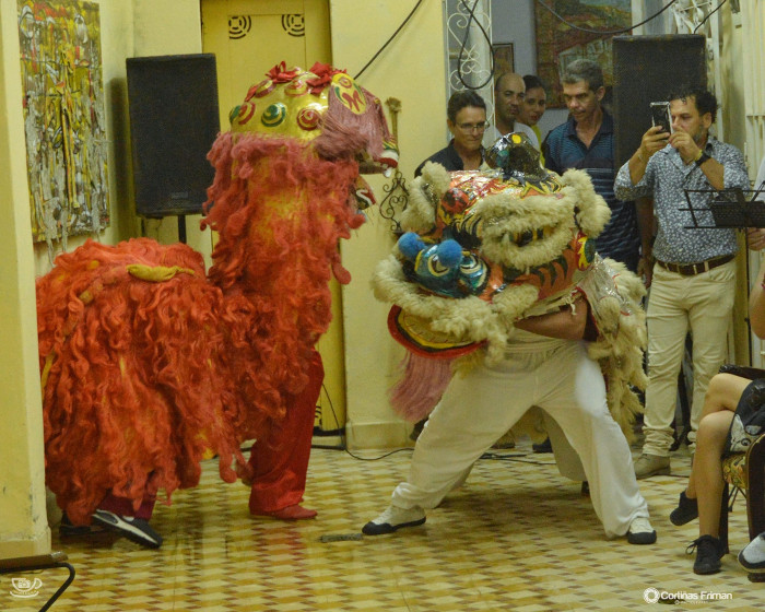 La acción de clausura de la exposición bipersonal Analogía  de la forma implicó a miembros de la comunidad de descendientes chinos en  Camagüey. En representación de la escuela de Wushu ofrecieron la danza del  león y del dragón, en una ruta del Café El Viento a la sede de Cartón  Creativo. Fotos: José Antonio Cortiñas Friman y Cortesía de Cartón Creativo Cartón Creativo, alternativa para las artes visuales