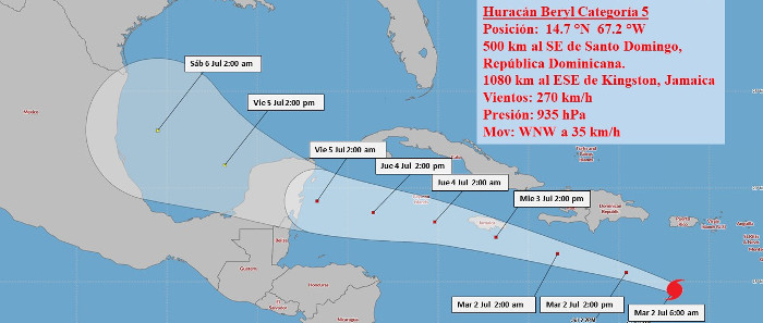Cuatro fallecidos al paso de Beryl por Caribe oriental