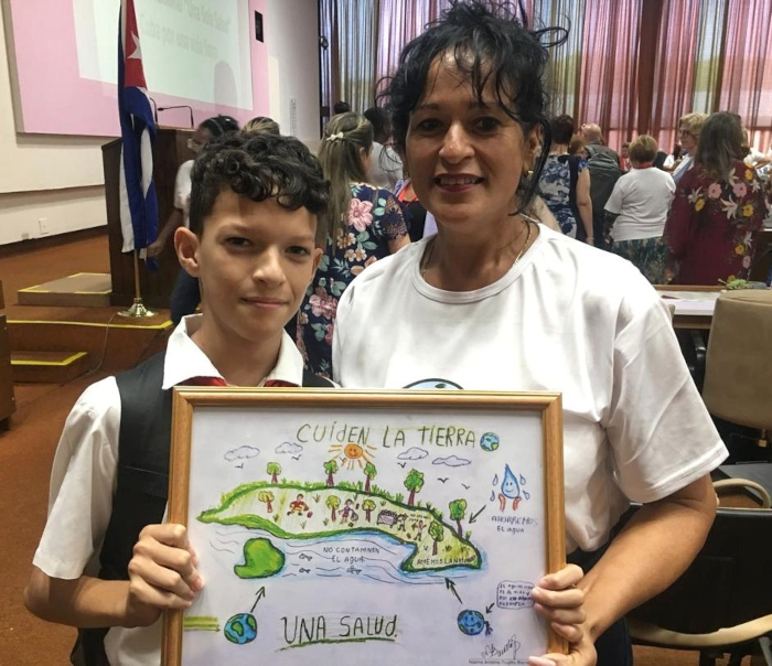 Jean carlos Moreno Olivera, pionero camagüeyano que ganó el concurso de dibujo “Una sola Salud”.
