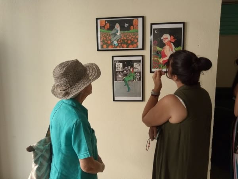Karina González Pujol, conjunto de la serie En mi jardín. Técnica: Acrílico sobre cartulina. Dimensiones: Variadas.