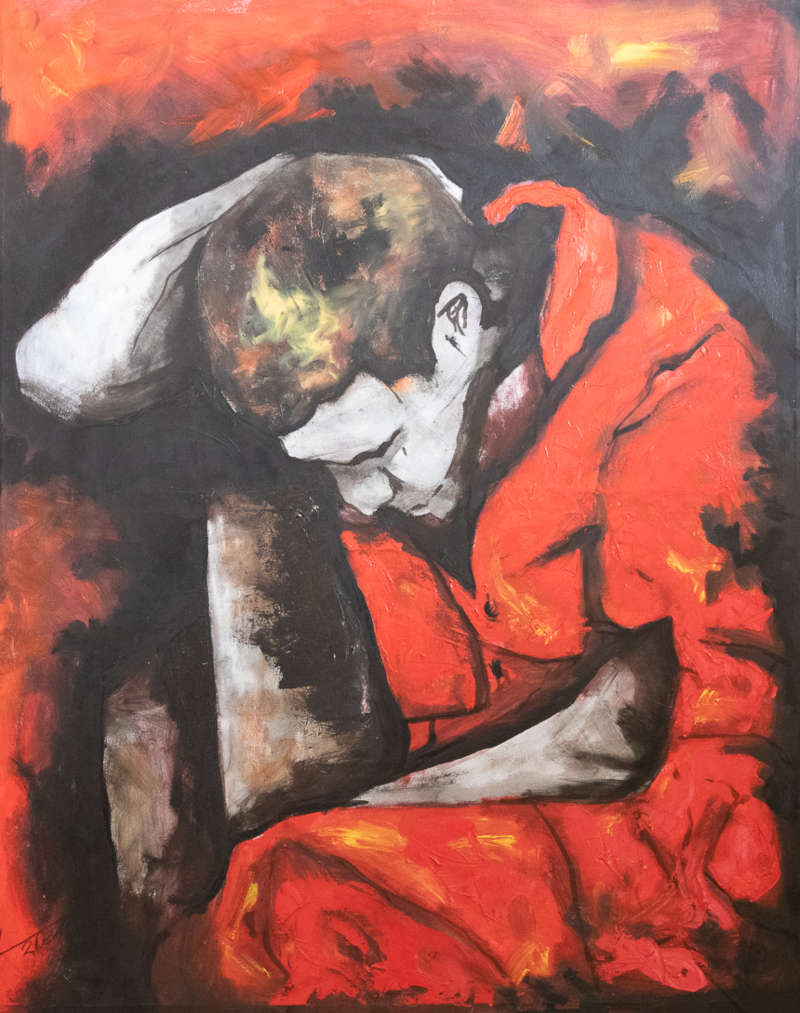 Oscar Silva Hechavarría, con obra S/T. Técnica: Óleo sobre lienzo. Dimensiones: 110x90cm.