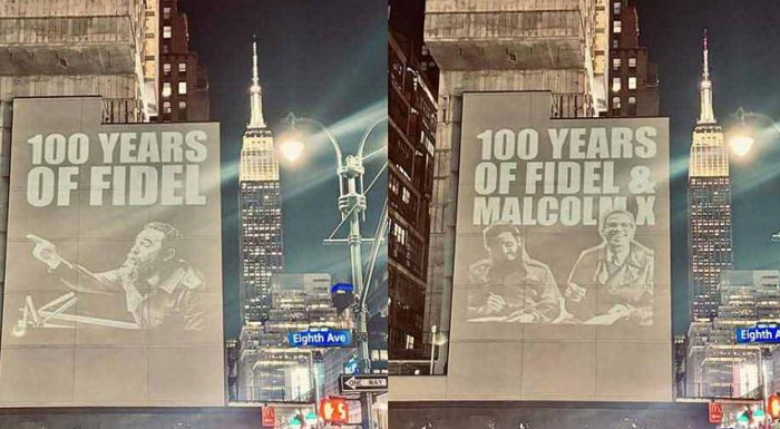 Lumínico en Nueva York recuerda natalicio de Fidel 